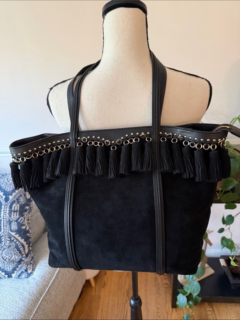 Rebecca Minkoff Black Suede Tassel Tote
